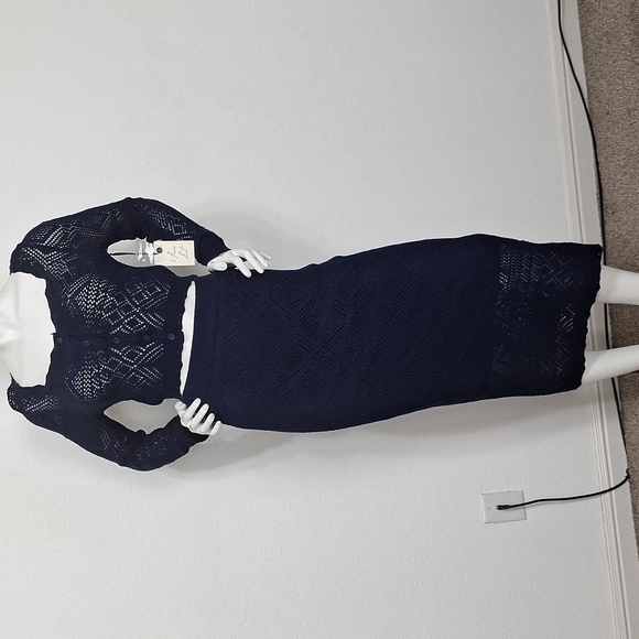 Freshman 1996 Boho NEW Navy Blue Bohemian Crochet Y2K Inspired Skirt & Top Sz. M - Picture 1 of 11